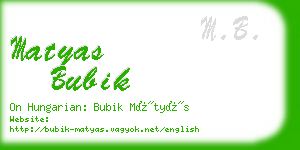 matyas bubik business card